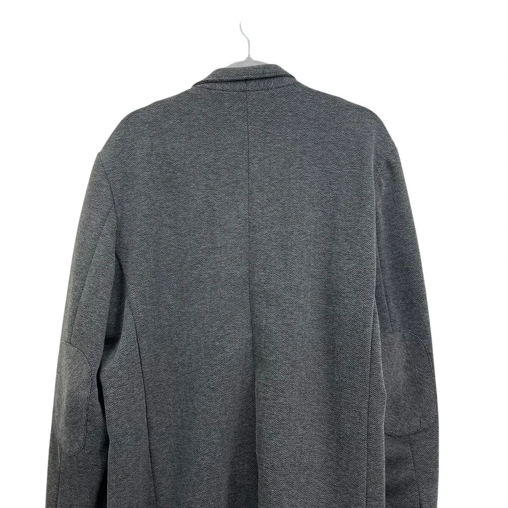 Paulo Solari Mens Modern Fit Knit Blazer Jacket Patch Elbows Herringbone Gray XL